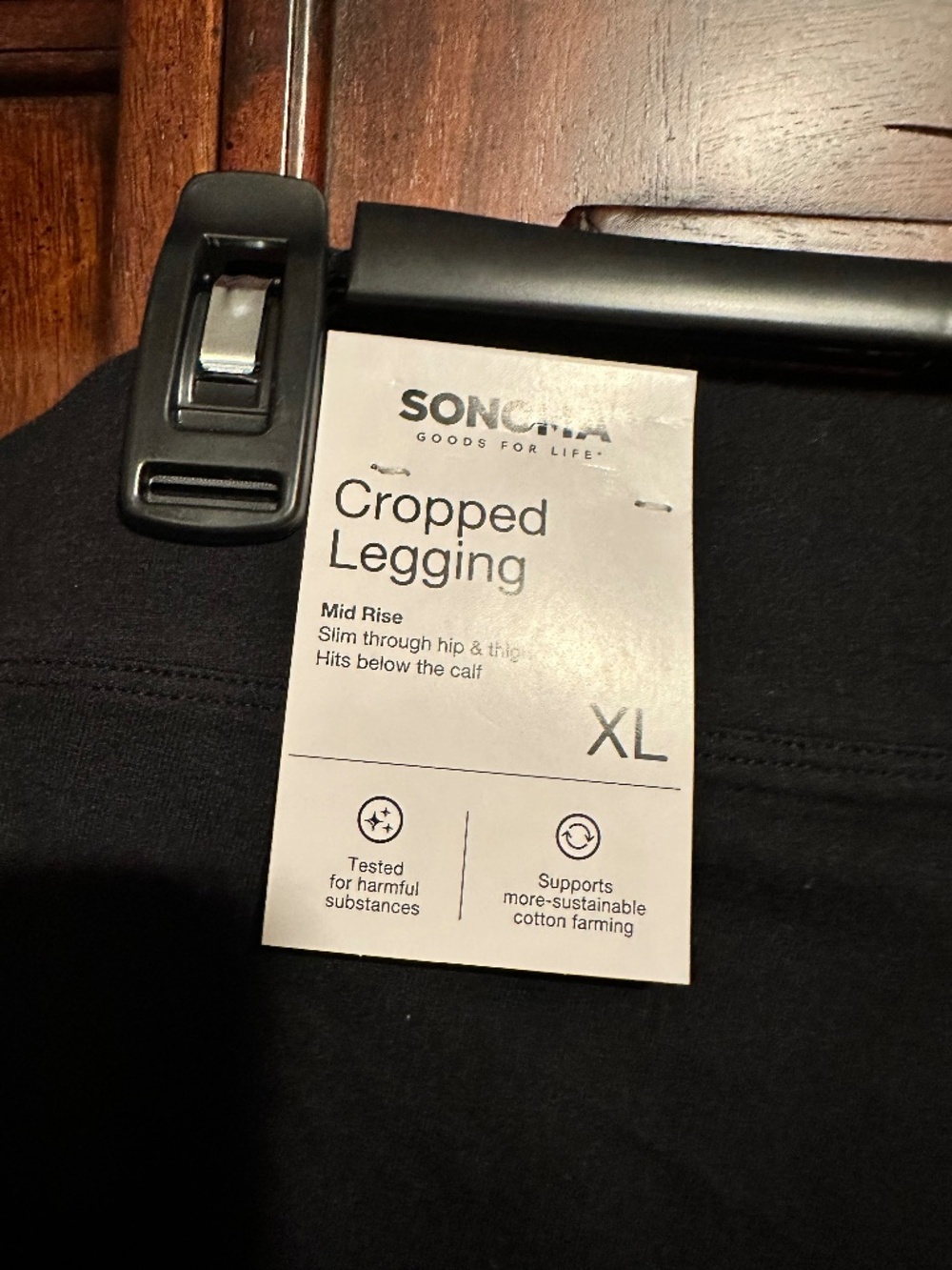 SONOMA XL Cropped Leggings Mid Rise Black Slim hip & thigh Hits Below Calf NWT